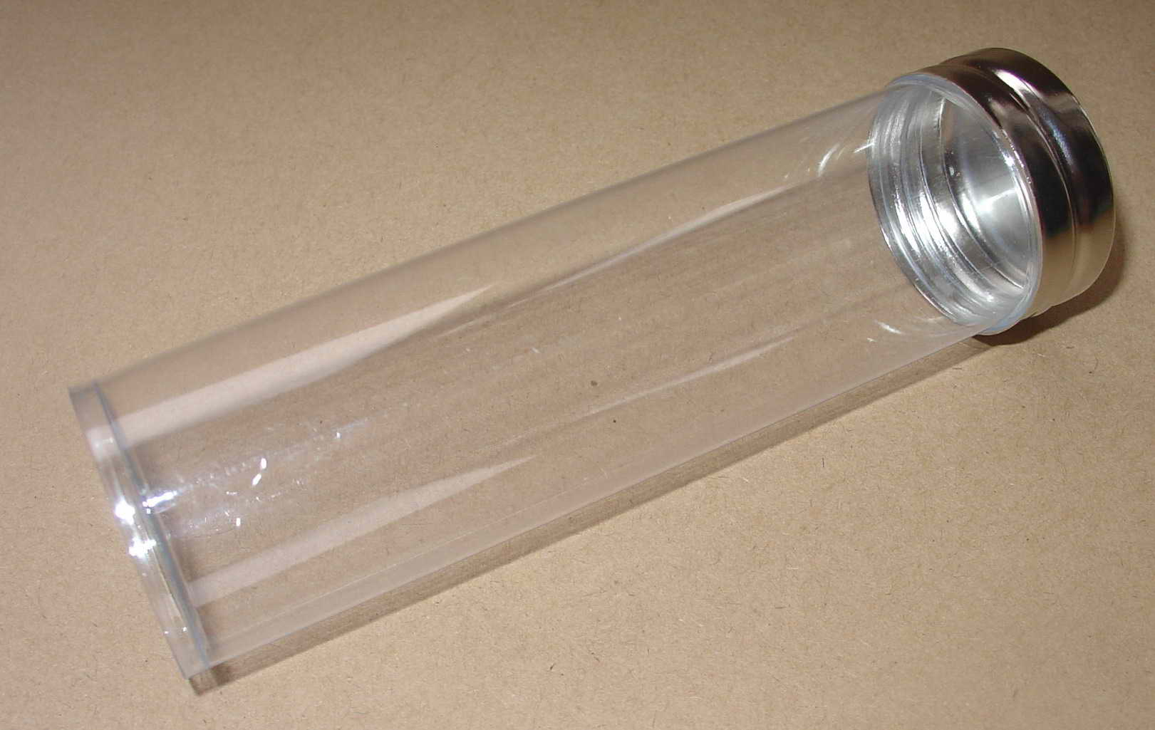 Plastic Tubes, Clear PET Tubes with Silver Metal Screw Caps square